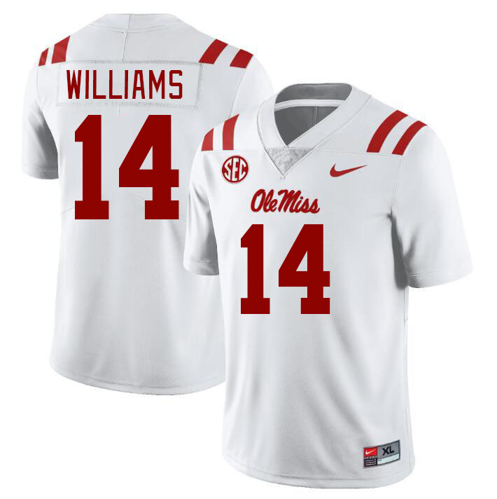 Ole Miss Rebels #14 Demarko Williams College Football Jerseyes Stitched Sale-White
